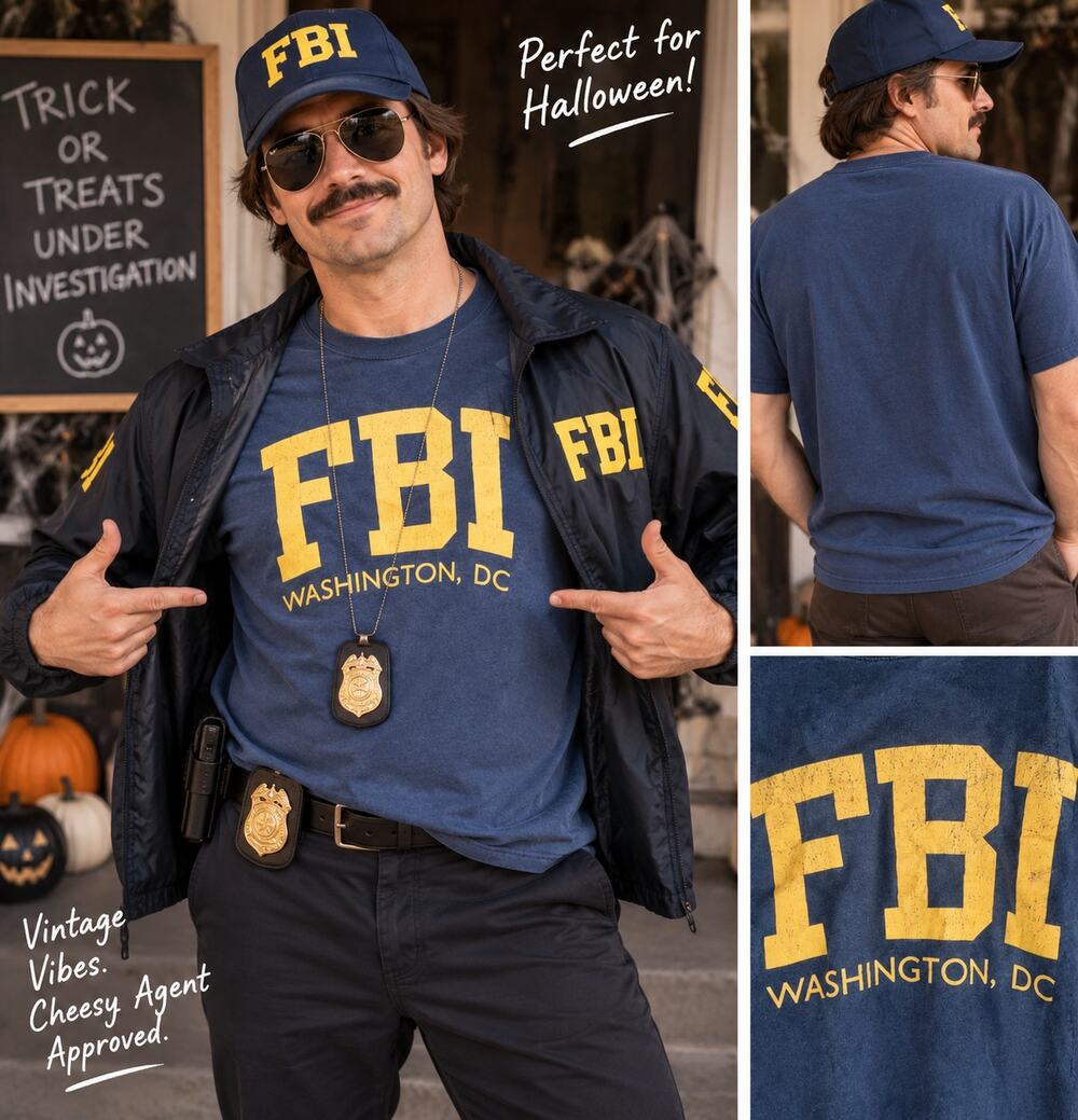 FBI Washington DC Graphic T Shirt Large Navy Blue Gildan Cotton Short Sleeve Tee
